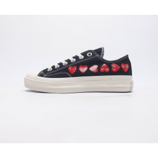 컨버스 x 플레이 꼼데가르송 척 70 로우 멀티 하트 블랙 Converse x Play Comme des Garcons Chuck 70 Ox Multi Heart Black A08149C