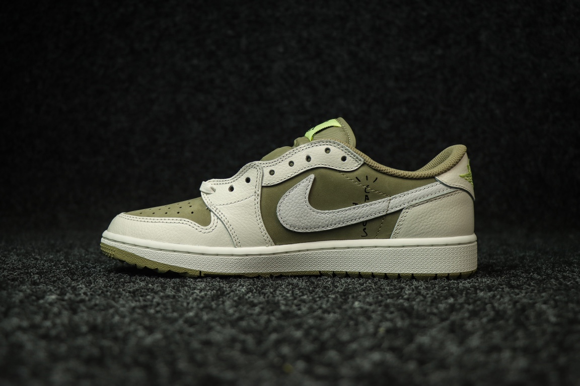 조던 1 x 트래비스 스캇 레트로 로우 골프 NRG 뉴트럴 올리브 Jordan 1 x Travis Scott Retro Low Golf FZ3124-200